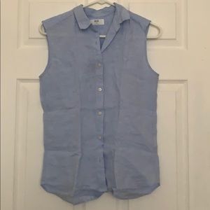 Blue linen button up shirt